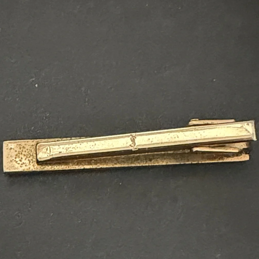 Authentic YSL / Yves Saint Laurent Black and Gold Tie Clip